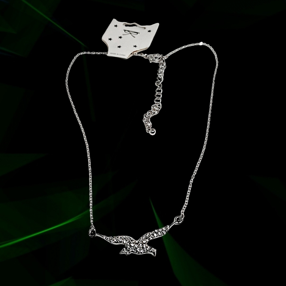Silver Tone Choker w/ Rhinestones Accent Figure